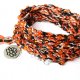 Orange lotus - owijana szydełkowa bransoletka z zawieszką i chwostem, styl boho, lotos, joga, pomarańczowa, boho, hippie