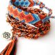 Orange lotus - owijana szydełkowa bransoletka z zawieszką i chwostem, styl boho, lotos, joga, pomarańczowa, boho, hippie