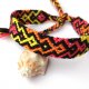 Mocniej - ręcznie pleciona bransoletka przyjaźni, bawełna, aztecka bransoletka etniczna, unisex, czerń i neonowe kolory