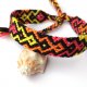 Mocniej - ręcznie pleciona bransoletka przyjaźni, bawełna, aztecka bransoletka etniczna, unisex, czerń i neonowe kolory