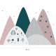 NAKLEJKA ŚCIENNA - różowo zielone wzgórza - Góry Las Dziwczynka Ściana Dekoracje Mural Butelkowa Zieleń