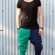 SPODNIE BUTTON DUAL PANTS UNISEX zielono-granatowe bez zamka