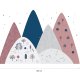 NAKLEJKA ŚCIENNA - różowo - niebieskie góry i kropki