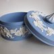 Wedgwood Antique - Blue Jasper ware duże puzdro rzadko spotykana rzecz -Kolekcjonerska biskwitowa porcelana.