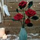 Bukiet czerwonych róż; kwiaty z filcu, handmade