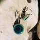 Długie kolczyki turkusowe oczka spirale wiry ⌀12 mm - wiszące kolczyki hand-made ceramika turkus - autorska biżuteria na prezent dla kobiety - Gaia