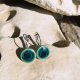 Długie kolczyki turkusowe oczka spirale wiry ⌀12 mm - wiszące kolczyki hand-made ceramika turkus - autorska biżuteria na prezent dla kobiety - Gaia