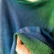 Ponczo lniane, unikatowa dzianina lniana ręcznie barwiona, kolorowy Szal lniany, narzutka len VEGAN blue green by Tati