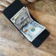 Czarny ręcznie robiony skórzany portfel z klipsem na banknoty