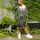 sweter w kwadraty szaro-zielone S/M