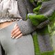 sweter w kwadraty szaro-zielone S/M