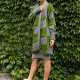 sweter w kwadraty szaro-zielone S/M