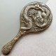 Antique Silver Plated Dragon Repousse Chinese Hand Mirror ❤ Przełom XIX/XXw.