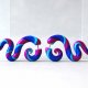 Długie kolczyki spiralki fioletowo-niebieskie