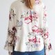 Crop top krótka bluzka vintage Nadine falbanki kobieca kwiaty