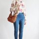 Crop top krótka bluzka vintage Nadine falbanki kobieca kwiaty