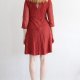 sukienka vintage ażurowa rdzawa retro koronka