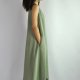 Sukienka lniana z paskiem i kieszeniami oliwkowa zieleń - Nr.98