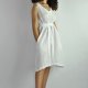 Sukienka lniana z paskiem i kieszeniami biała - Nr.93