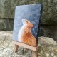 Miniaturowy obraz ze sztalugą zimowy lis