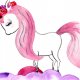 Akwarela Oryginalna A4 "Landrynkowy Jednorożec", obrazek malowany ręcznie, konik do pokoju dziecięcego, unicorn, wata cukrowa