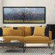 Obraz na płotnie do salonu - DRZEWA, PEJZAŻ Z PTAKAMI 150x60cm 02552
