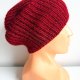 Czapka zrobiona na drutach KIARA 100% Alpaka 3650 Bordowy