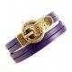 Skórzana fioletowa bransoletka z zapięciem magnetycznym z klamrą