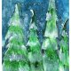 Akwarela oryginalna A4 "Zimowe Choinki", obraz malowany farbami, butelkowa zieleń i głęboki niebieski, śnieg, zimowy krajobraz, świerki