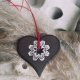 Nowoczesne serce pokryte czerwonym szkliwem błyszczącym - długi naszyjnik boho z sercem ozdobionym ornamentem - biżuteria autorska GAIA-ceramika