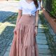 Spódnica maxi boho kolor karmel z gumkami w pasie XS/S