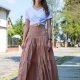 Spódnica maxi boho kolor karmel z gumkami w pasie XS/S