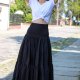 Spódnica maxi boho czarna z gumkami w pasie M/L