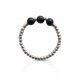 Minimalistyczny elastyczny pierścionek na gumce z kamieniem naturalnym Black Stone.