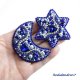 Blue Star - delikatna i błyszcząca broszka, haft koralikowy