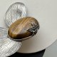 9cm! Vintage Modernist Scandi Tigers Eye Gemstone Pewter Brooch ❤ Duży broszko - wisior ❤