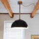 Czarna duża lampa sufitowa z metalowym kloszem z lat 80-tych