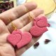 Lekkie ciemne różowe kolczyki - podwójne sercelczyki - podwójne serce