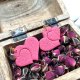 Lekkie ciemne różowe kolczyki - podwójne sercelczyki - podwójne serce