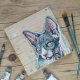 Kot sfinks - ręcznie malowany obraz na drewnie