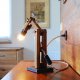 Drewniana regulowana lampa stołowa, w stylu industrialnym, lampka vintage, lampka nocna rustykalna,