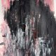 Akryl + Akwarela, Dyptyk 2 x A3, abstrakcja serce, róż, czarny, biały, szary, nowoczesny zestaw obrazów, modern art