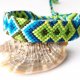 Przedwiośnie - bransoletka przyjaźni, bawełna, aztecka bransoletka etniczna, unisex, zielono-niebieska