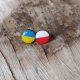 Dla UKRAINY! Drewniane kolczyki z flagą Ukrainy i Polski - mini
