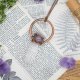 Miedziany amulet z kwarcem i ametystem #34
