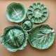 Art Pottery ❤ Olfaire Alvaro José Portugal Majolica Lettuce, Cabbage ❤ Duży komplet środka stołu