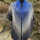 Ręcznie wykonana chusta z bawełną w odcieniach szarości i niebieskiego - od ręki