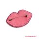 Pink Lips - delikatna i błyszcząca broszka 3D, haft koralikowy