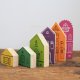 Komplet 6 szt - tęczowe domki drewniane ręcznie malowane