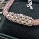 Komplet biżuterii naszyjnik i bransoletka z drobnych koralików różowy kolor